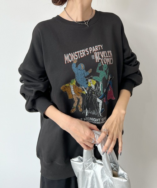 Futier land（フューティアランド）の「モンスターパーティープリント裏起毛スウェット（スウェット・レディース・パープル/スミクロ/杢グレー・FREE）」の18枚目の写真