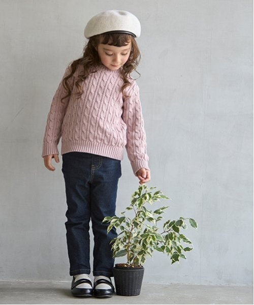 petit main（プティマイン）の「裏起毛デニムストレートパンツ（デニムパンツ・キッズ・ネイビー/ブルー・80ｃｍ/90cm/110cm/100cm/120cm/130cm）」の3枚目の写真