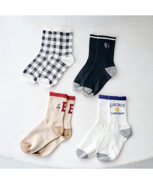 apres les cours（アプレレクール）の「4柄アソートソックス（ソックス/靴下・キッズ・チェック/ブラック/アイボリー/オフホワイト・12/15 /18/21）」の6枚目の写真