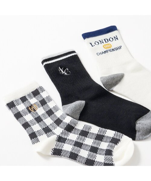 apres les cours（アプレレクール）の「4柄アソートソックス（ソックス/靴下・キッズ・チェック/ブラック/アイボリー/オフホワイト・12/15 /18/21）」の8枚目の写真