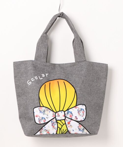 ScoLar(スカラー)の「643444:リボンの女性の後ろ姿 ポリキャントートバッグ(トートバッグ・レディース・グレー/グリーン/レッド・FREE)」の2枚目の写真