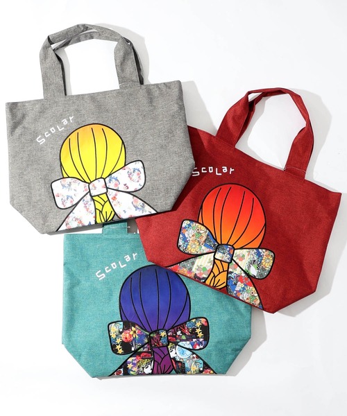 ScoLar(スカラー)の「643444:リボンの女性の後ろ姿 ポリキャントートバッグ(トートバッグ・レディース・グレー/グリーン/レッド・FREE)」の18枚目の写真