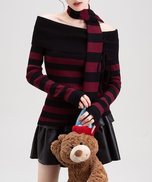 yyのシップ様おまとめ✨美品✨トゥービーシック　ストライプ　フリル L】UVショルダーフリルボレロ(トップス)｜TO BE CHIC(トゥー