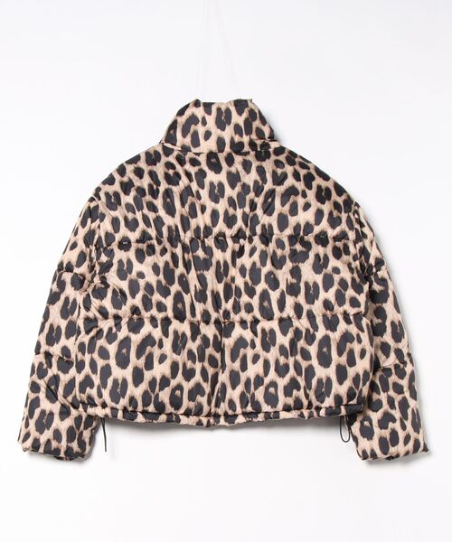 セール】ヒョウ柄 ショート丈 スタンドカラー エコダウンジャケット