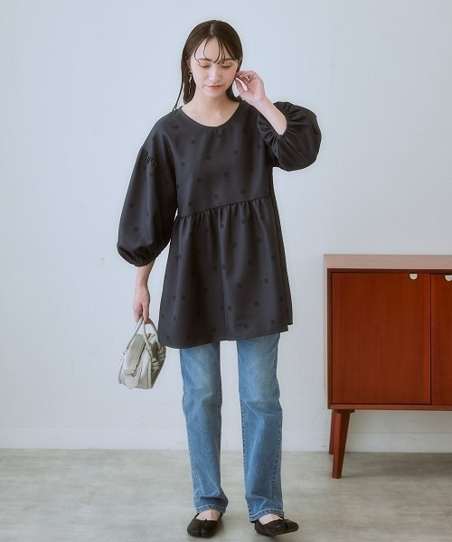 nissen(ニッセン)の「ドットペプラムブラウス(シャツ/ブラウス・レディース・ベージュ系/ブラック系・S/M/L/LL)」の10枚目の写真