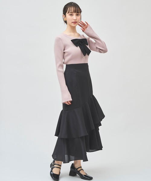 31 Sons de mode（トランテアン　ソン　ドゥ　モード）の「アシメティアードフリルスカート（スカート・レディース・オフホワイト/ブラック・38/36）」の15枚目の写真