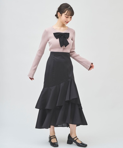 31 Sons de mode（トランテアン　ソン　ドゥ　モード）の「アシメティアードフリルスカート（スカート・レディース・オフホワイト/ブラック・38/36）」の13枚目の写真