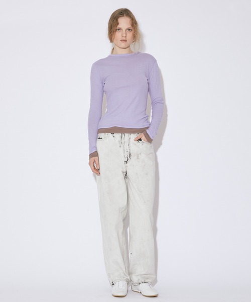 beautiful people（ビューティフルピープル）の「left hand twill      carved  denim pants（デニムパンツ・レディース・ホワイト×ブラック・38/36/42/40）」の2枚目の写真