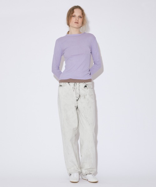 beautiful people（ビューティフルピープル）の「left hand twill      carved  denim pants（デニムパンツ・レディース・ホワイト×ブラック・38/36/42/40）」の5枚目の写真