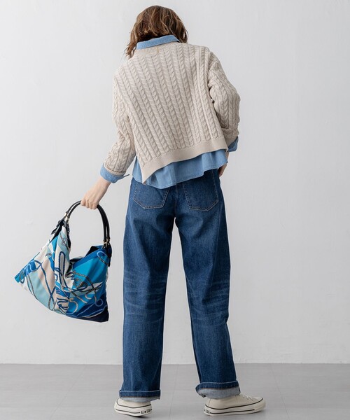 23区 S(ニジュウサンクチイサイサイズ)の「【Oggi3月号掲載/洗える】コットンギマ ケーブル ニット(ニット/セーター・レディース・ネイビー系/ライトグリーン系/ベージュ系・32)」の11枚目の写真