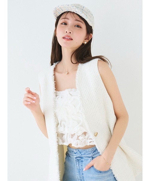 CELFORD(セルフォード)の「【HANAE MORI×CELFORDコラボ】 ハート刺繍ビスチェ(その他トップス・レディース・ピンク系その他/オフホワイト/ブラック・FREE)」の2枚目の写真