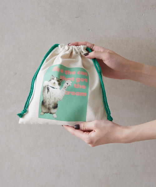 BIRTHDAY BAR（バースデイバー）の「Pechanko Cats　巾着（ポーチ・レディース・イエロー/グリーン/ブルー・0）」の5枚目の写真