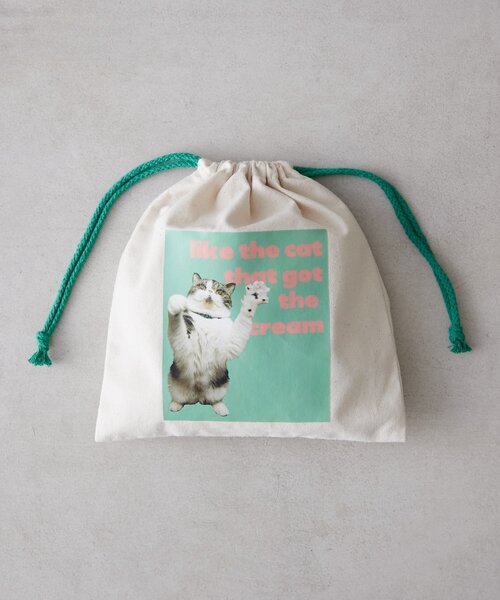 BIRTHDAY BAR（バースデイバー）の「Pechanko Cats　巾着（ポーチ・レディース・イエロー/グリーン/ブルー・0）」の6枚目の写真