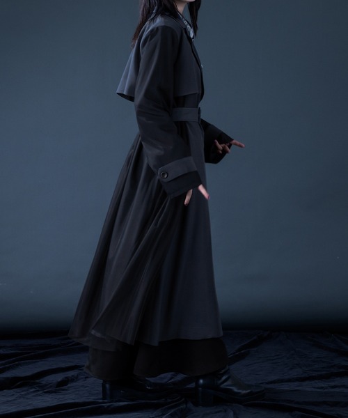 静河 Ellno de Mavie チュールレイヤードロングトレンチコート 静河 Ellno de Mavie チュールレイヤードロングトレンチコート