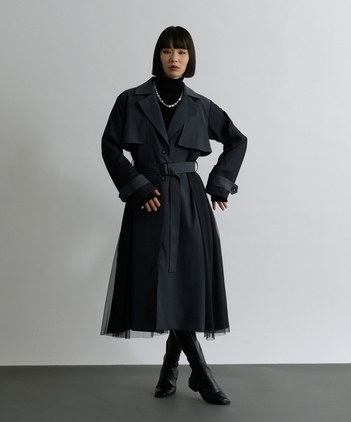 Ellno de Mavie チュールレイヤードロングトレンチコート Ellno de Mavie（エルノデメヴィ）の「チュールレイヤードロング