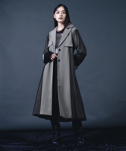 セール】チュールレイヤードロングトレンチコート（トレンチコート