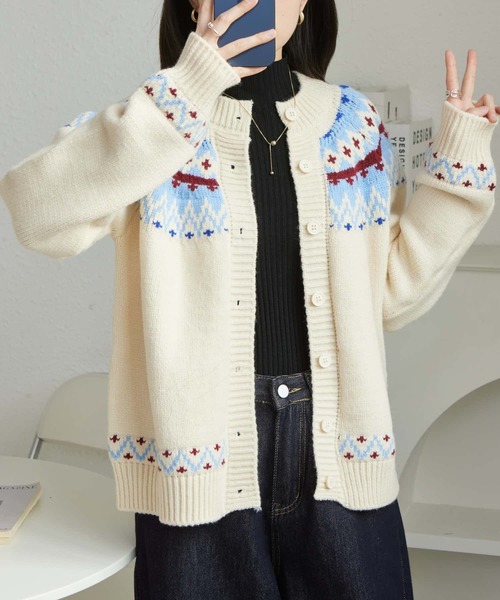 MAISON DE THERESE(メゾン ド テレーズ)の「ジャカードニット/カーディガン ボレロ(ニット/セーター・レディース・ブラウン/アイボリー・FREE)」の19枚目の写真