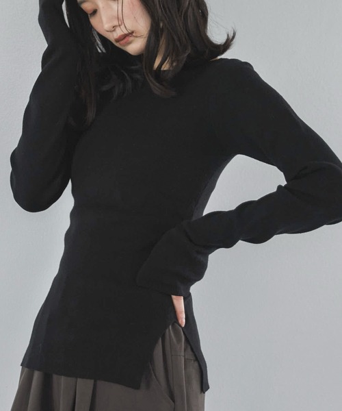 feepur（フェピュール）の「【ハンドウォッシャブル】ボートネックシンプルニット（ニット/セーター・レディース・ピンク/ブラック/アイボリー/杢グレー/ブラウン・MEDIUM）」の3枚目の写真