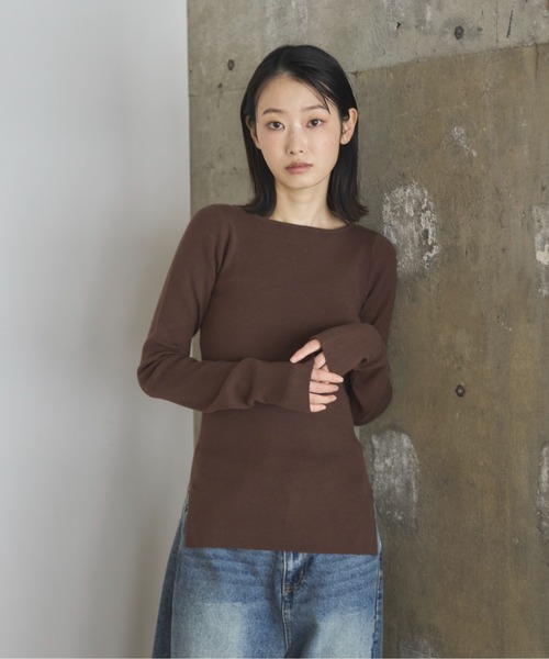 feepur（フェピュール）の「【ハンドウォッシャブル】ボートネックシンプルニット（ニット/セーター・レディース・ピンク/ブラック/アイボリー/杢グレー/ブラウン・MEDIUM）」の22枚目の写真