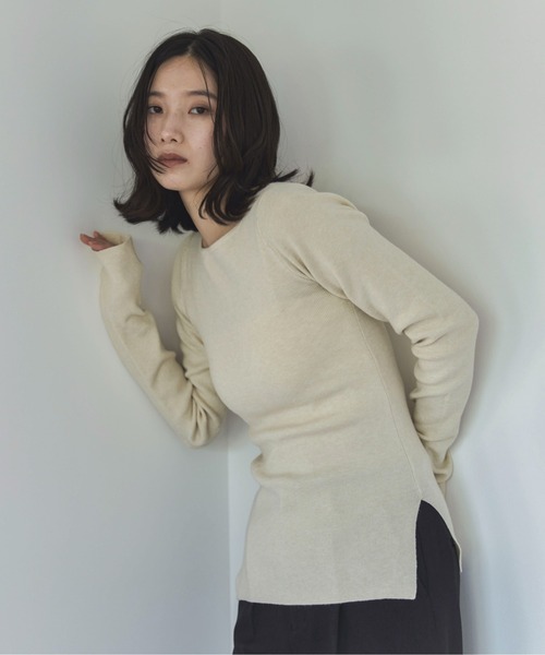 feepur（フェピュール）の「【ハンドウォッシャブル】ボートネックシンプルニット（ニット/セーター・レディース・ピンク/ブラック/アイボリー/杢グレー/ブラウン・MEDIUM）」の15枚目の写真