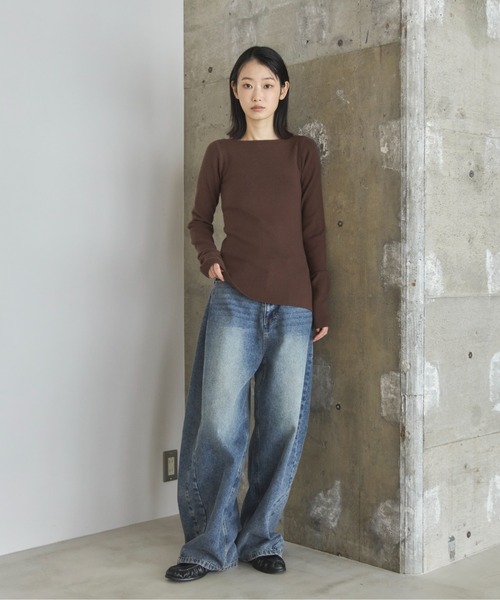 feepur（フェピュール）の「【ハンドウォッシャブル】ボートネックシンプルニット（ニット/セーター・レディース・ピンク/ブラック/アイボリー/杢グレー/ブラウン・MEDIUM）」の18枚目の写真