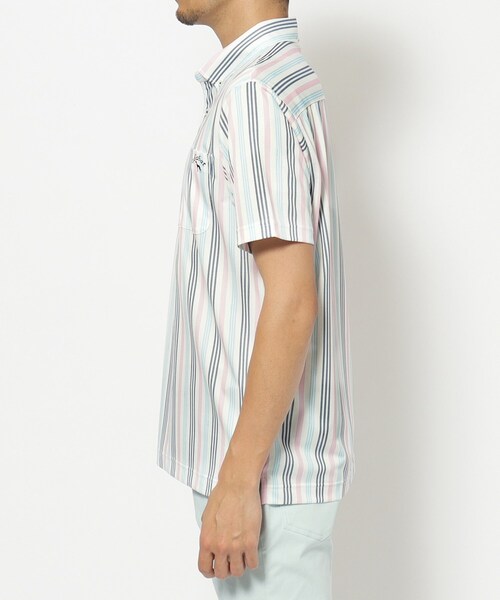 セール】UVカット/吸水速乾 マルチストライプドライポロシャツ