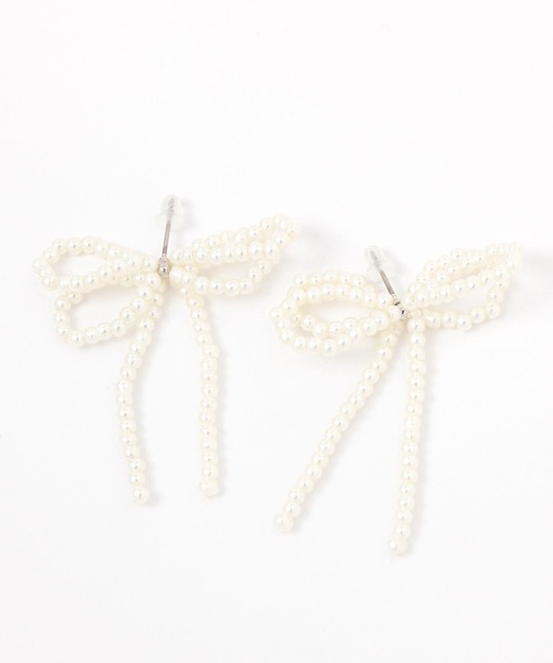 LEPSIM(レプシィム)の「リボンボールピアス 287542(ピアス(両耳用)・レディース・シルバー/アイボリー・ONE SIZE)」の3枚目の写真