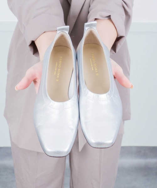 CORSO ROMA,9(コルソローマ)の「【CORSO ROMA,9/コルソローマ9】フラットシューズ パンプス スクエアトゥ(パンプス・レディース・シルバー/ホワイト/ブラック・37/36/38/39)」の13枚目の写真
