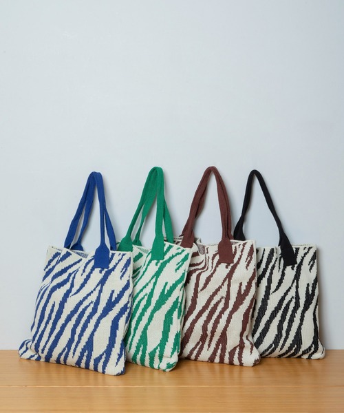 Munich（ミューニック）の「ゼブラジャカードニットバッグ（トートバッグ・レディース・ブラック/ブルー/グリーン/ブラウン・FREE）」の13枚目の写真