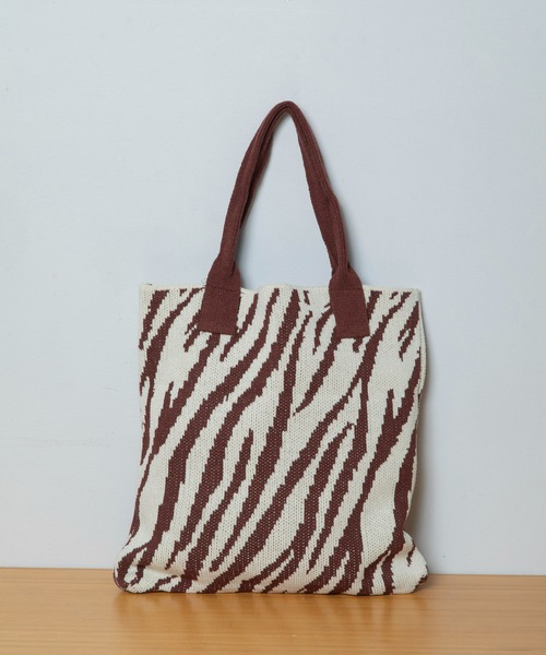 Munich（ミューニック）の「ゼブラジャカードニットバッグ（トートバッグ・レディース・ブラック/ブルー/グリーン/ブラウン・FREE）」の11枚目の写真