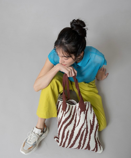 Munich（ミューニック）の「ゼブラジャカードニットバッグ（トートバッグ・レディース・ブラック/ブルー/グリーン/ブラウン・FREE）」の18枚目の写真