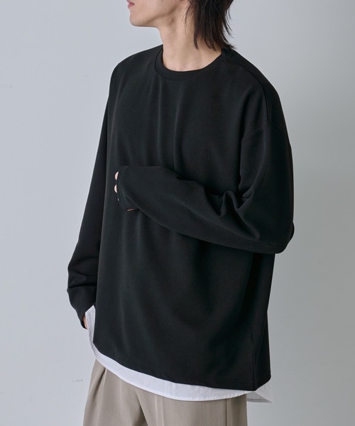 COLONY 2139(コロニートゥーワンスリーナイン)の「ジョーゼットフェイクレイヤード長袖T(Tシャツ/カットソー・メンズ・ブラック/グレイッシュベージュ/サックスブルー・MEDIUM/LARGE)」の2枚目の写真
