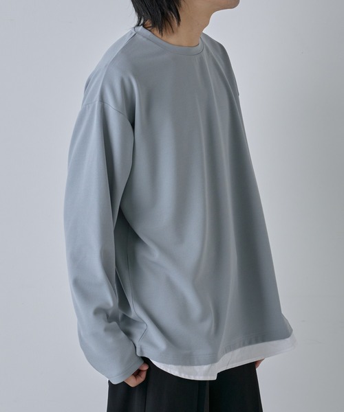 COLONY 2139(コロニートゥーワンスリーナイン)の「ジョーゼットフェイクレイヤード長袖T(Tシャツ/カットソー・メンズ・ブラック/グレイッシュベージュ/サックスブルー・MEDIUM/LARGE)」の15枚目の写真