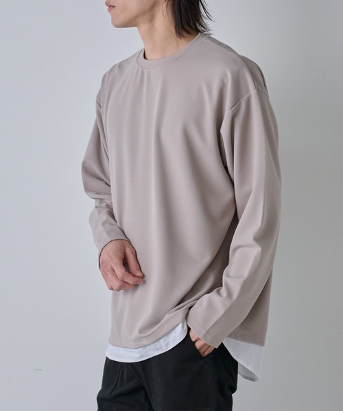 COLONY 2139(コロニートゥーワンスリーナイン)の「ジョーゼットフェイクレイヤード長袖T(Tシャツ/カットソー・メンズ・ブラック/グレイッシュベージュ/サックスブルー・MEDIUM/LARGE)」の9枚目の写真
