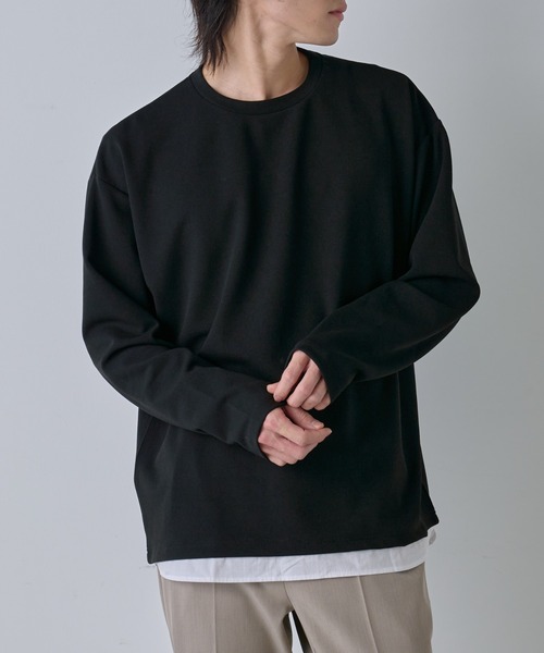 COLONY 2139(コロニートゥーワンスリーナイン)の「ジョーゼットフェイクレイヤード長袖T(Tシャツ/カットソー・メンズ・ブラック/グレイッシュベージュ/サックスブルー・MEDIUM/LARGE)」の4枚目の写真