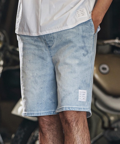 wjk reluxe(ダブルジェーケーリラックス)の「mp13267-tight knit denim easy shorts デニムイージーショーツ(その他パンツ・メンズ・ライトインディゴブルー/ライトブラック/インディゴブルー・M/L/S)」の2枚目の写真
