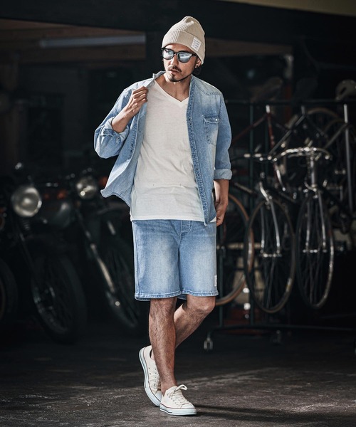 wjk reluxe(ダブルジェーケーリラックス)の「mp13267-tight knit denim easy shorts デニムイージーショーツ(その他パンツ・メンズ・ライトインディゴブルー/ライトブラック/インディゴブルー・M/L/S)」の9枚目の写真