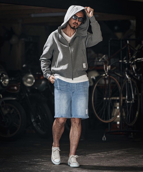 wjk reluxe(ダブルジェーケーリラックス)の「mp13267-tight knit denim easy shorts デニムイージーショーツ(その他パンツ・メンズ・ライトインディゴブルー/ライトブラック/インディゴブルー・M/L/S)」の11枚目の写真