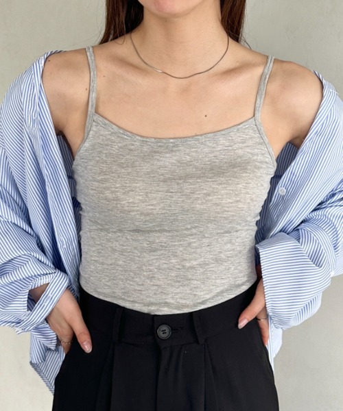 MYMOOD.(マイムード)の「制菌保湿加工/吸汗速乾【アジャスター付き】カップ付きキャミソール(キャミソール・レディース・ホワイト/ブラック/モカ/グレー・FREE)」の1枚目の写真