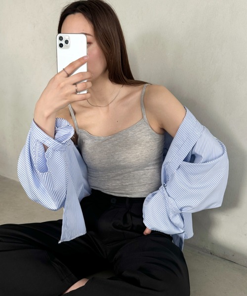MYMOOD.(マイムード)の「制菌保湿加工/吸汗速乾【アジャスター付き】カップ付きキャミソール(キャミソール・レディース・ホワイト/ブラック/モカ/グレー・FREE)」の19枚目の写真