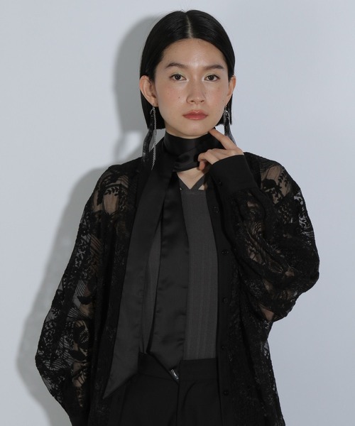 HARE（ハレ）の「サテンリボンタイ(HARE)（バンダナ/スカーフ・レディース・ブラック・FREE）」の4枚目の写真