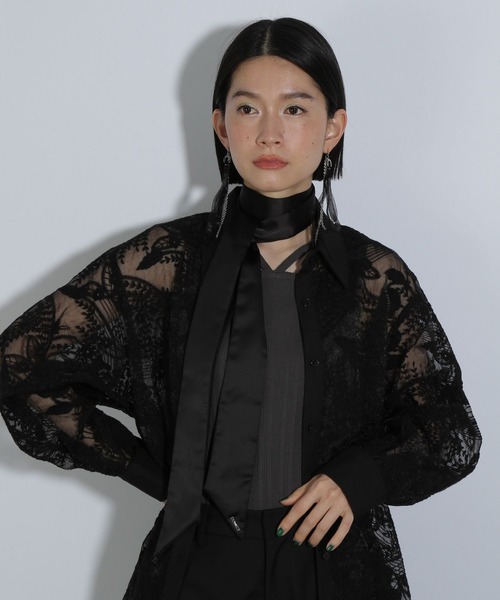 HARE（ハレ）の「サテンリボンタイ(HARE)（バンダナ/スカーフ・レディース・ブラック・FREE）」の5枚目の写真