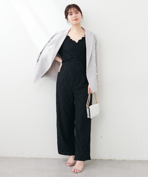 natural couture（ナチュラルクチュール）の「カットレースフロントクロスサロペ（その他パンツ・レディース・ブラック/ベージュ/ブルー/モカ・LARGE/MEDIUM）」の17枚目の写真