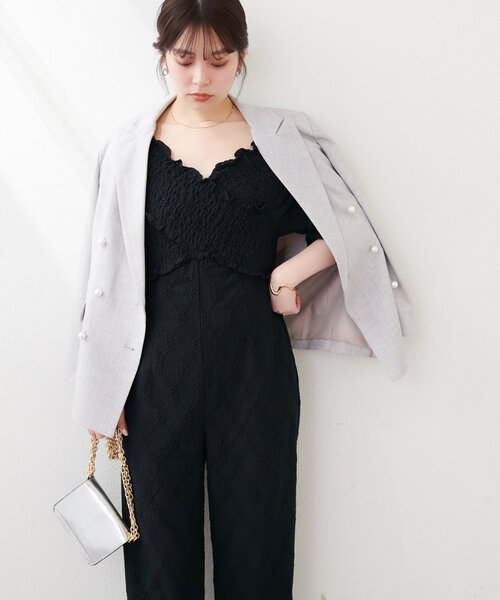 カットレースフロントクロスサロペ naturalcouture Lサイズ セール】カットレースフロントクロスサロペ（その他パンツ