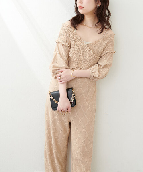 naturalcoutureカットレースフロントクロスサロペ カットレースフロントクロスサロペ | natural couture