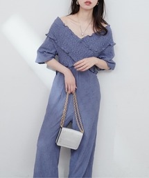 natural couture | カットレースフロントクロスサロペ(その他パンツ)