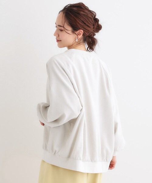 SHOO・LA・RUE（シューラルー）の「【洗える/S-LL】麻調リブブルゾン（ブルゾン・レディース・オフホワイト/ブラック/カーキ・01/02/03/04）」の5枚目の写真