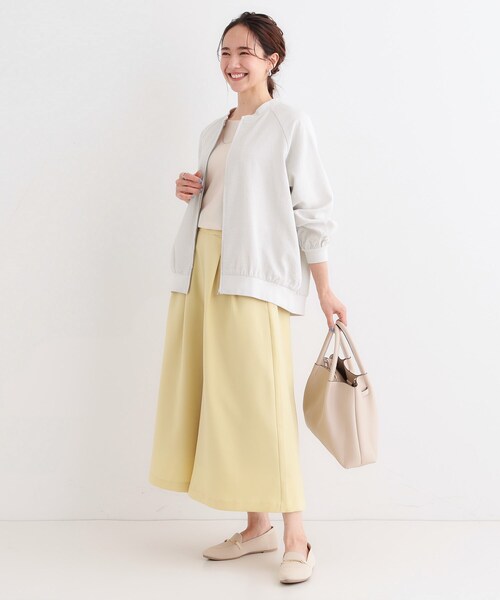 SHOO・LA・RUE（シューラルー）の「【洗える/S-LL】麻調リブブルゾン（ブルゾン・レディース・オフホワイト/ブラック/カーキ・01/02/03/04）」の6枚目の写真