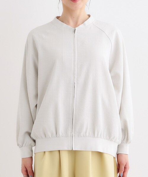 SHOO・LA・RUE（シューラルー）の「【洗える/S-LL】麻調リブブルゾン（ブルゾン・レディース・オフホワイト/ブラック/カーキ・01/02/03/04）」の16枚目の写真