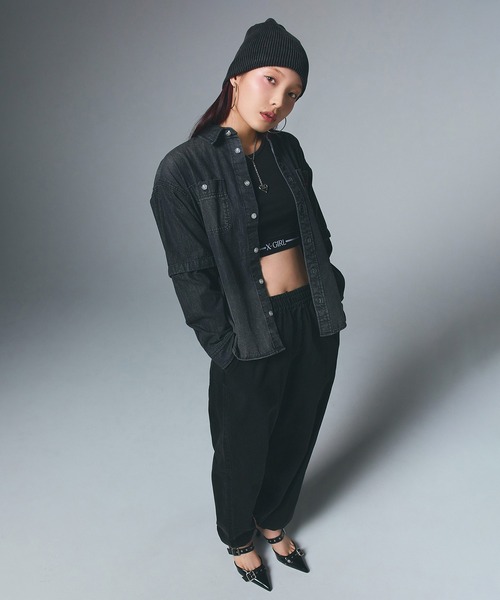 ブラウス シャツ DENIM 2WAY SHIRT レディース セール】DENIM 2WAY SHIRT（シャツ/ブラウス）｜X-girl
